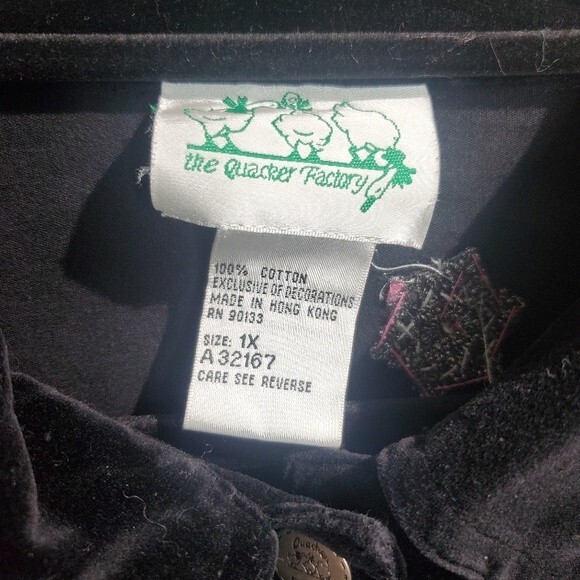 Quacker Factory Black Velour Snowman Embroidered Jacket Capture the Magic 1x - Picture 3 of 5